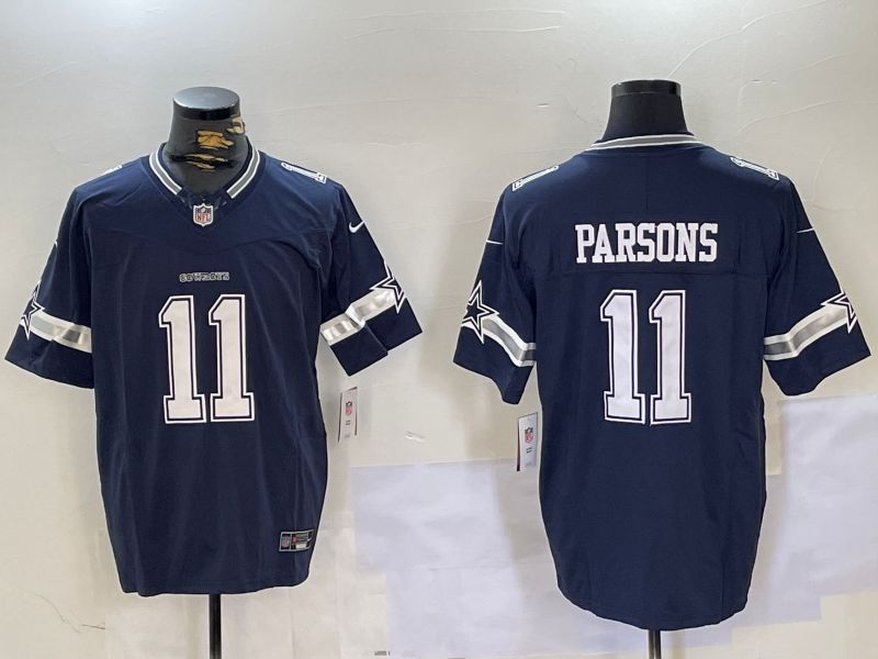 Men Dallas Cowboys #11 Parsons Blue 2024 Nike Three generations Vapor Limited NFL Jersey style 7